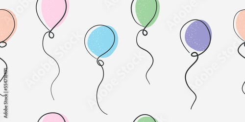 Seamless drawn colored balloons. Pattern for video games, wallpapers, seamless design of notebooks, pillows and other interiors. Drawn balloons pattern.
