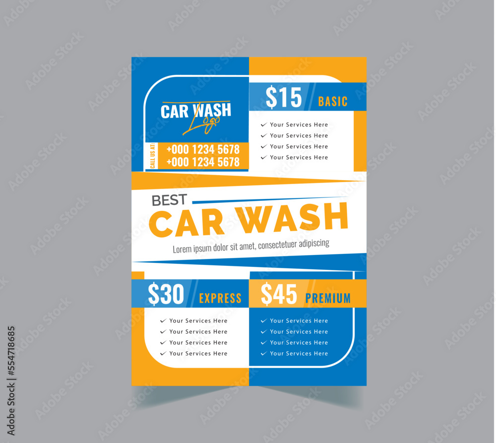 Car Wash Flyer Design Template, Car Cleaning Service flyer, Washing flyer