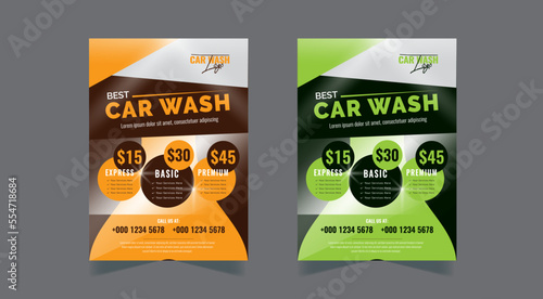 Car Wash Flyer Design Template, Car Cleaning Service flyer, Washing flyer set