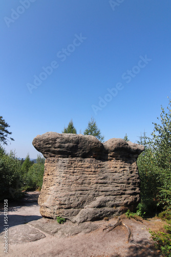 Stone Mushrooms - rock formation in Broumov Walls in Czech Republic