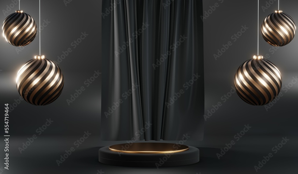 3D rendering of blank product background for cream cosmetics Modern black podium background 3D rendering of blank product background for cream cosmetics Modern black podium background
