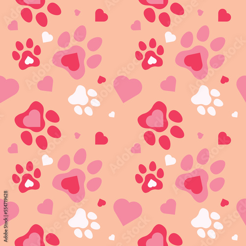 Paw seamless pattern vector doodle abstract dog and cat animal footprint background for fabric, texture and wallpaper illustration