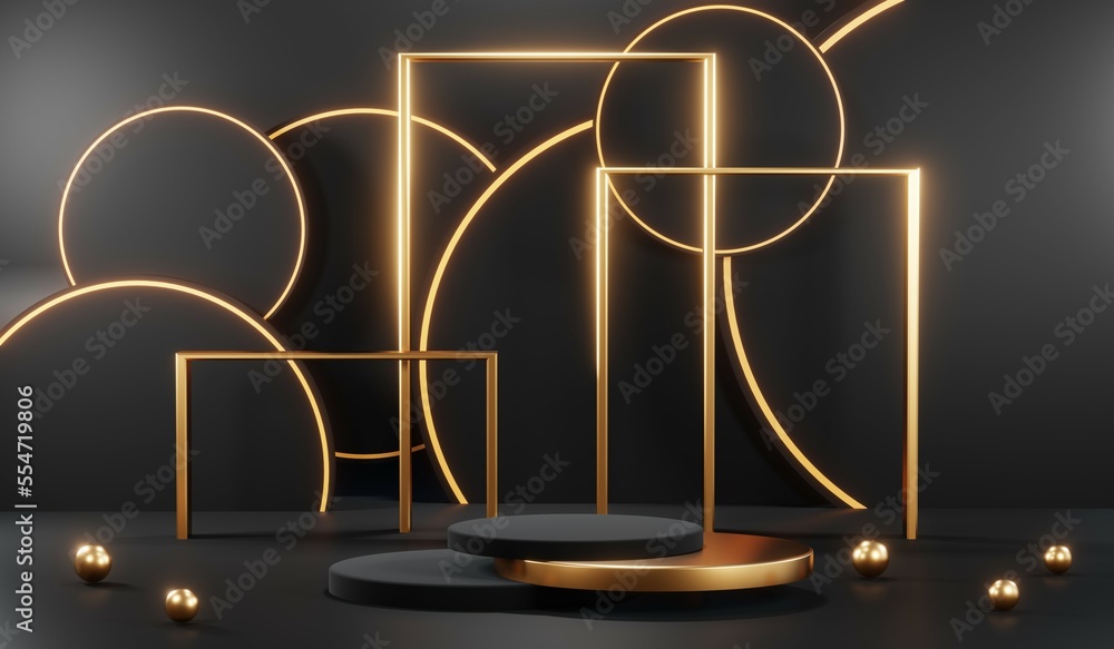 3D rendering of blank product background for cream cosmetics Modern black podium background 3D rendering of blank product background for cream cosmetics Modern black podium background