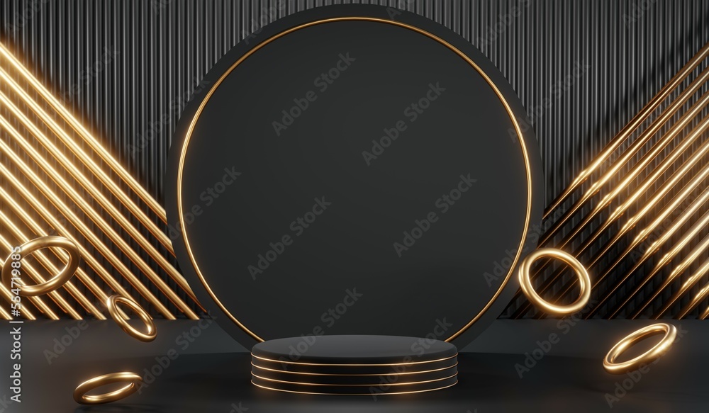 3D rendering of blank product background for cream cosmetics Modern black podium background 3D rendering of blank product background for cream cosmetics Modern black podium background