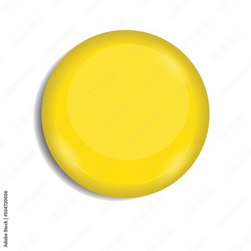 blank yellow glossy badge isolated on a white background