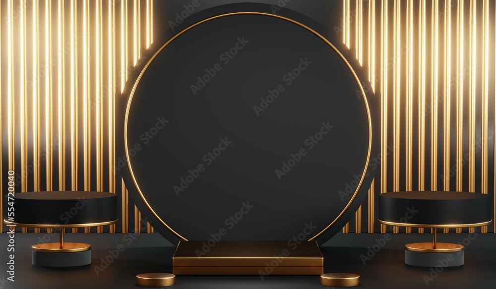3D rendering of blank product background for cream cosmetics Modern black podium background 3D rendering of blank product background for cream cosmetics Modern black podium background