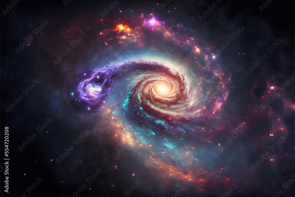 spiral galaxy in space background - obrazy, fototapety, plakaty 