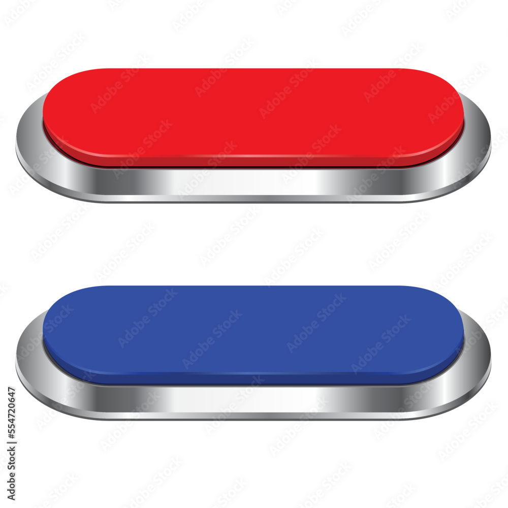 Blue and Red Long Button isolated on a white background Blue and Red Long Button isolated on a white background