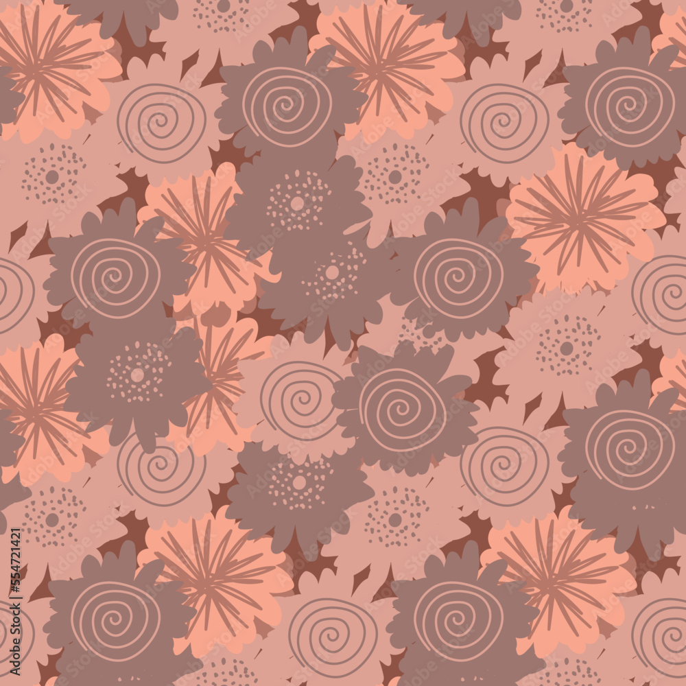 Simple Abstract hand drawn and doodle flowers print. Retro Botanical Nature contemporary modern trendy vector seamless pattern Simple Abstract hand drawn and doodle flowers print. Retro Botanical Nature contemporary modern trendy vector seamless pattern