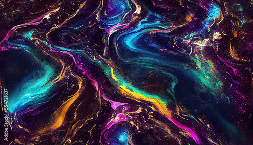Abstract liquid iridescent oil slick (Generative AI) photo