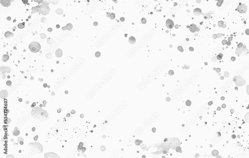 Black ink stains and blots, paint splatter texture on white background, copy space Black ink stains and blots, paint splatter texture on white background, copy space