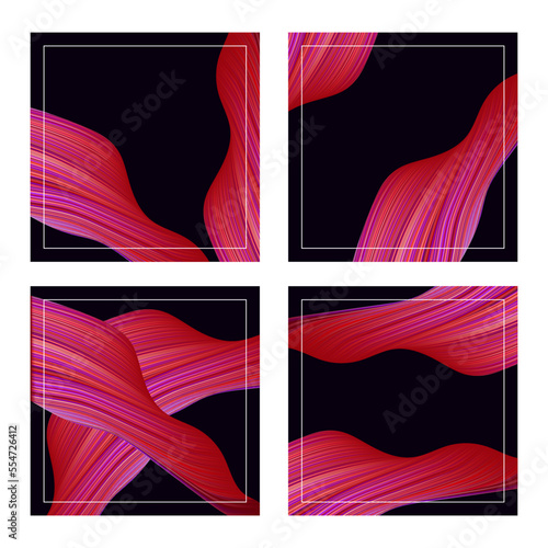 Modern Colorful flow backgrounds set. Wave liquid shape red color. Vector Illustration.