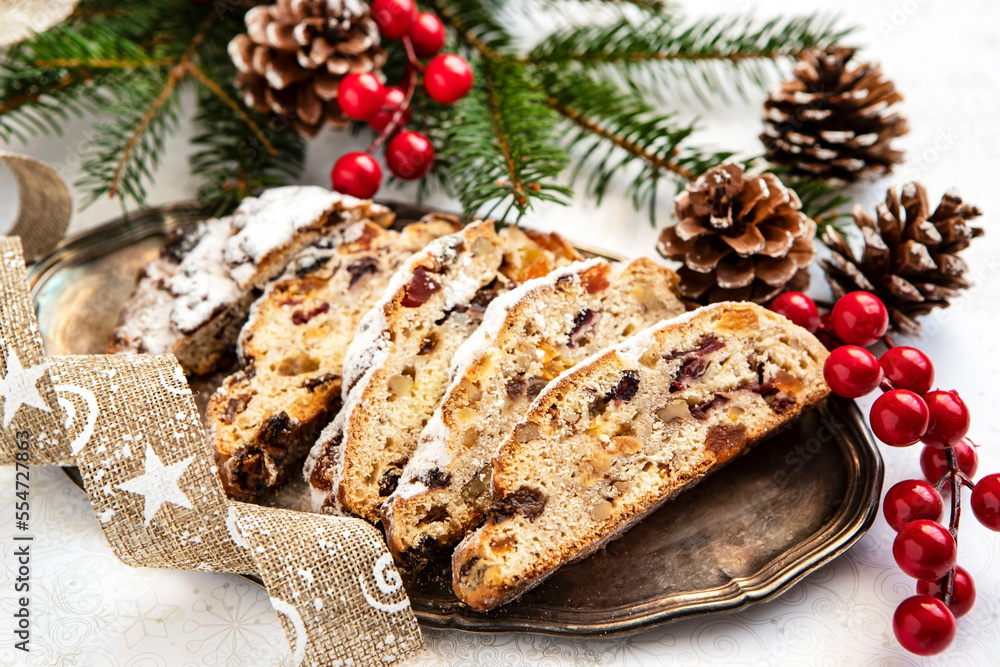 Christmas stollen with several ingredients Christmas stollen with several ingredients