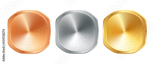 Vector set golden, bronze, silver and different web luxury award banners. Vector premium web metallic banners or buttons. Metal banner.