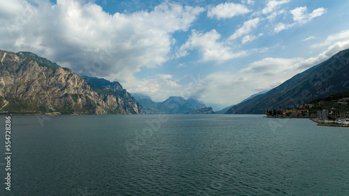 The view North up Lake Garda from Malcesine, Italy.