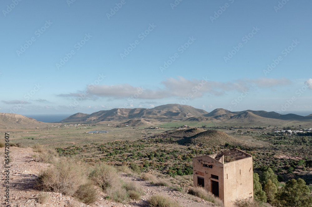 Landscape panorama with old building Landscape panorama with old building