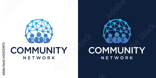 Community network people technology logo design