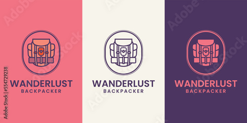 Backpacker wilderness adventure logo design