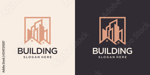 Creative modern real estate logo design template inspiration for business of building construction