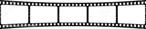 Retro curved film strip. Old grunge cinema movie strip. Analog video recording equipment. Vector illustration