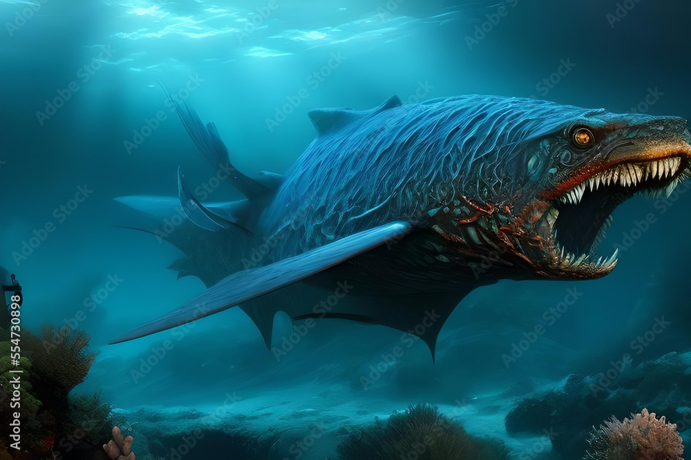 Fototapeta premium Monster impossible fish in the sea