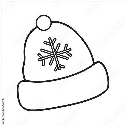 Winter hat. Winter clothes.Vector illustration isolated on white background. Doodles on the theme of winter.