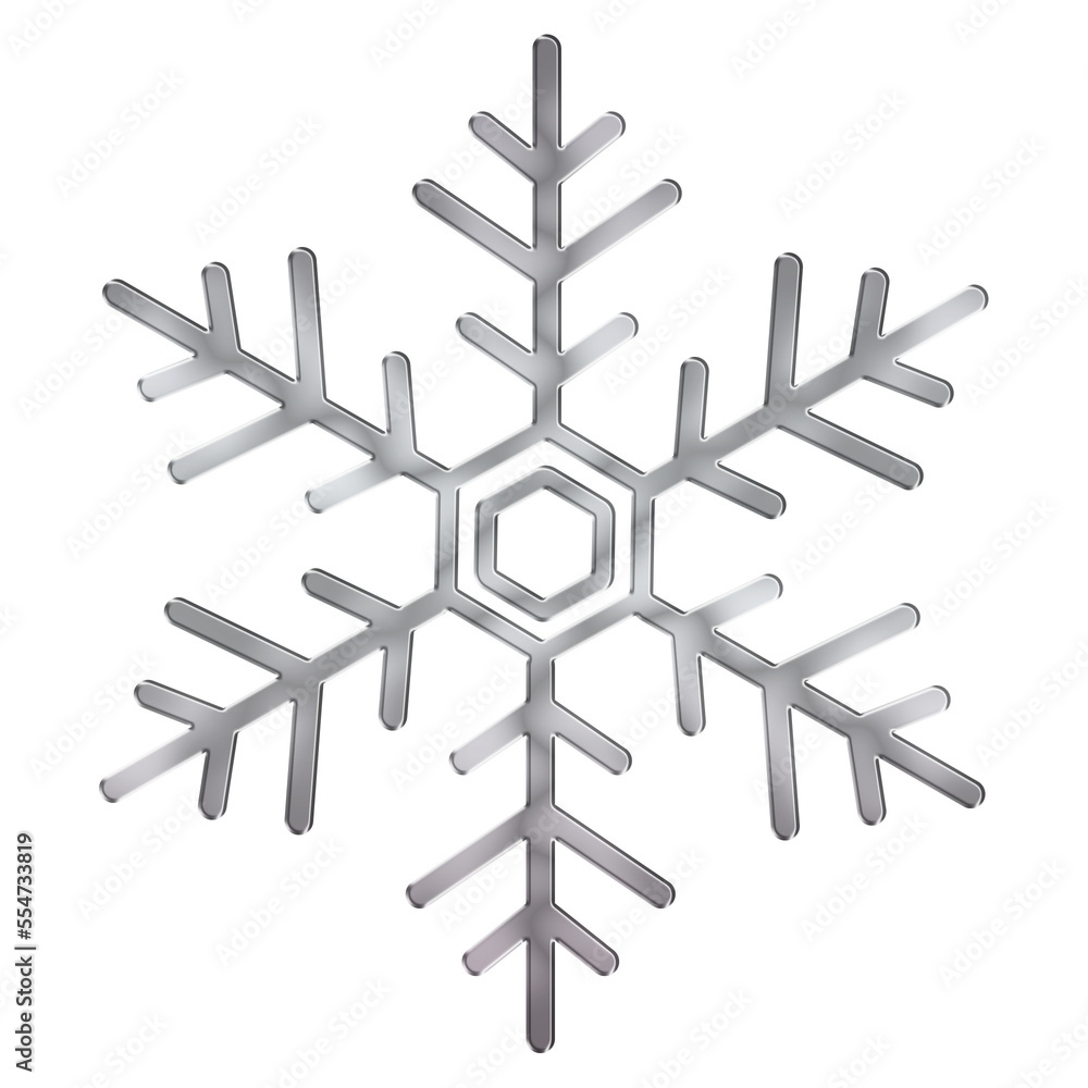 Silver Metal Effect Christmas Snowflake icon for Xmas Decoration Silver Metal Effect Christmas Snowflake icon for Xmas Decoration