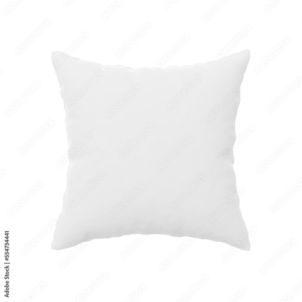 Single white pillow isolated on white background, flat lay top view from above Single white pillow isolated on white background, flat lay top view from above