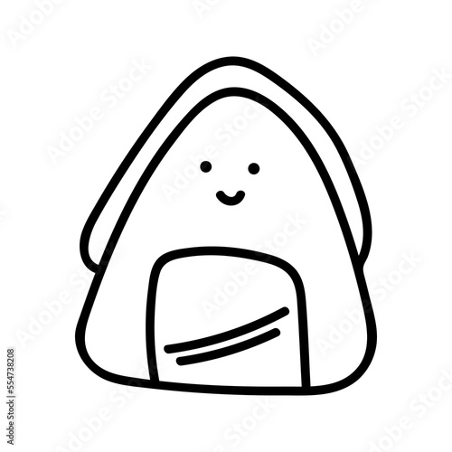 Japanese sushi onigiri in hand drawn doodle style. Asian food for restaurants menu