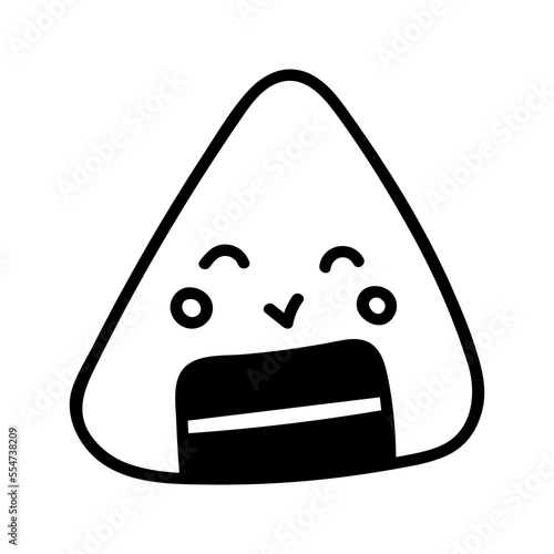 Japanese sushi onigiri in hand drawn doodle style. Asian food for restaurants menu