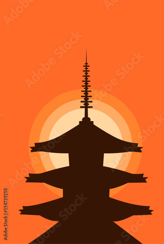 illustration flat vector graphic of Japanese temple perfect for posters, pamphlets, wall hangings, designs, decorations, and advertisements 