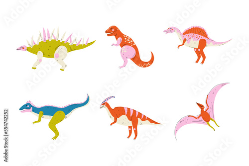 Dinosaur as Prehistoric Creature and Jurassic Predator Vector Set © topvectors