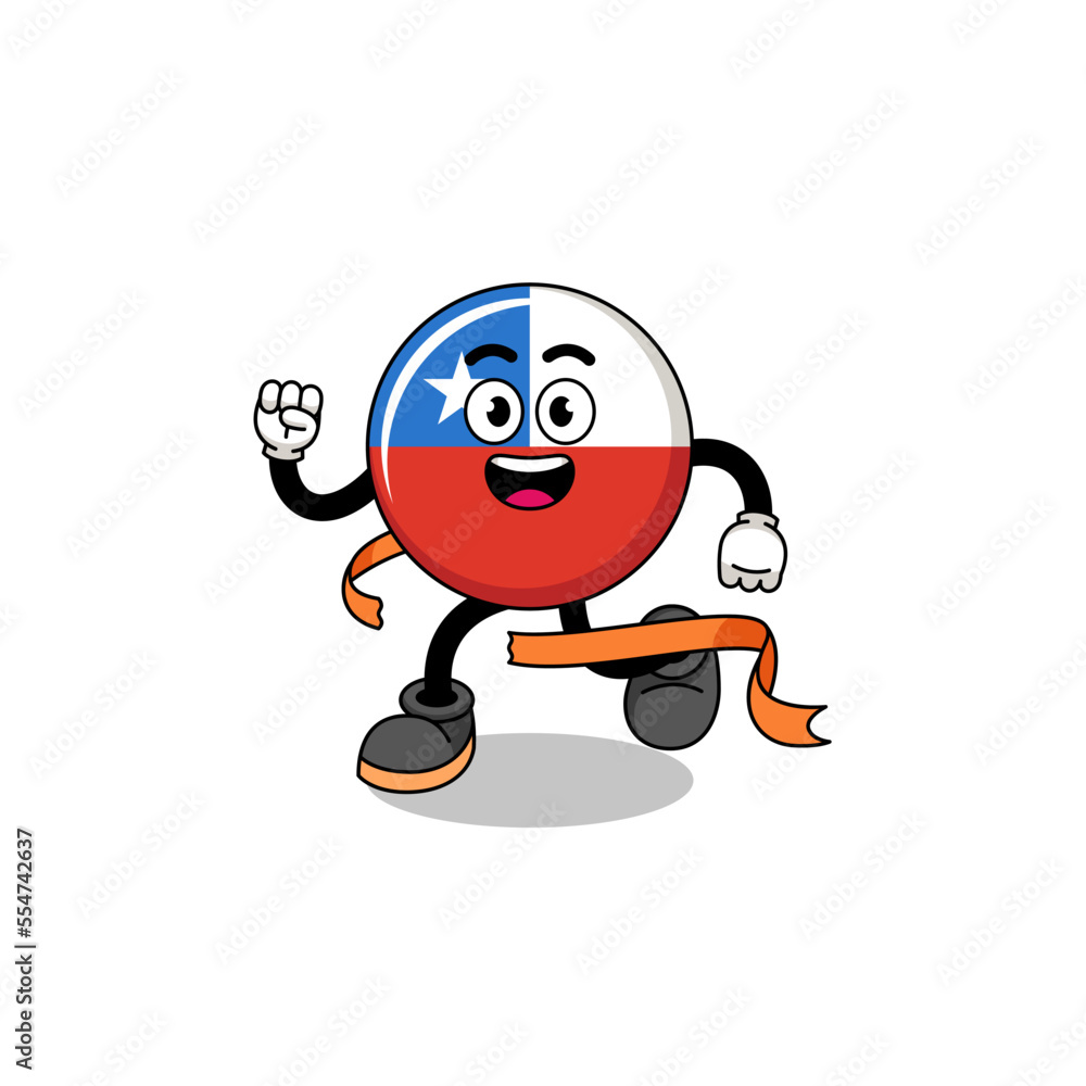 Mascot cartoon of chile flag posing with muscle