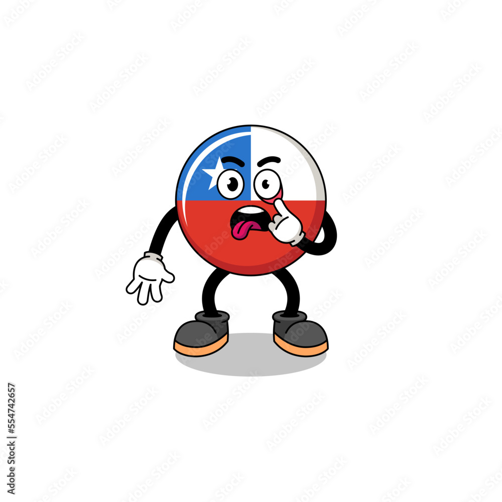 Mascot cartoon of chile flag as a surfer