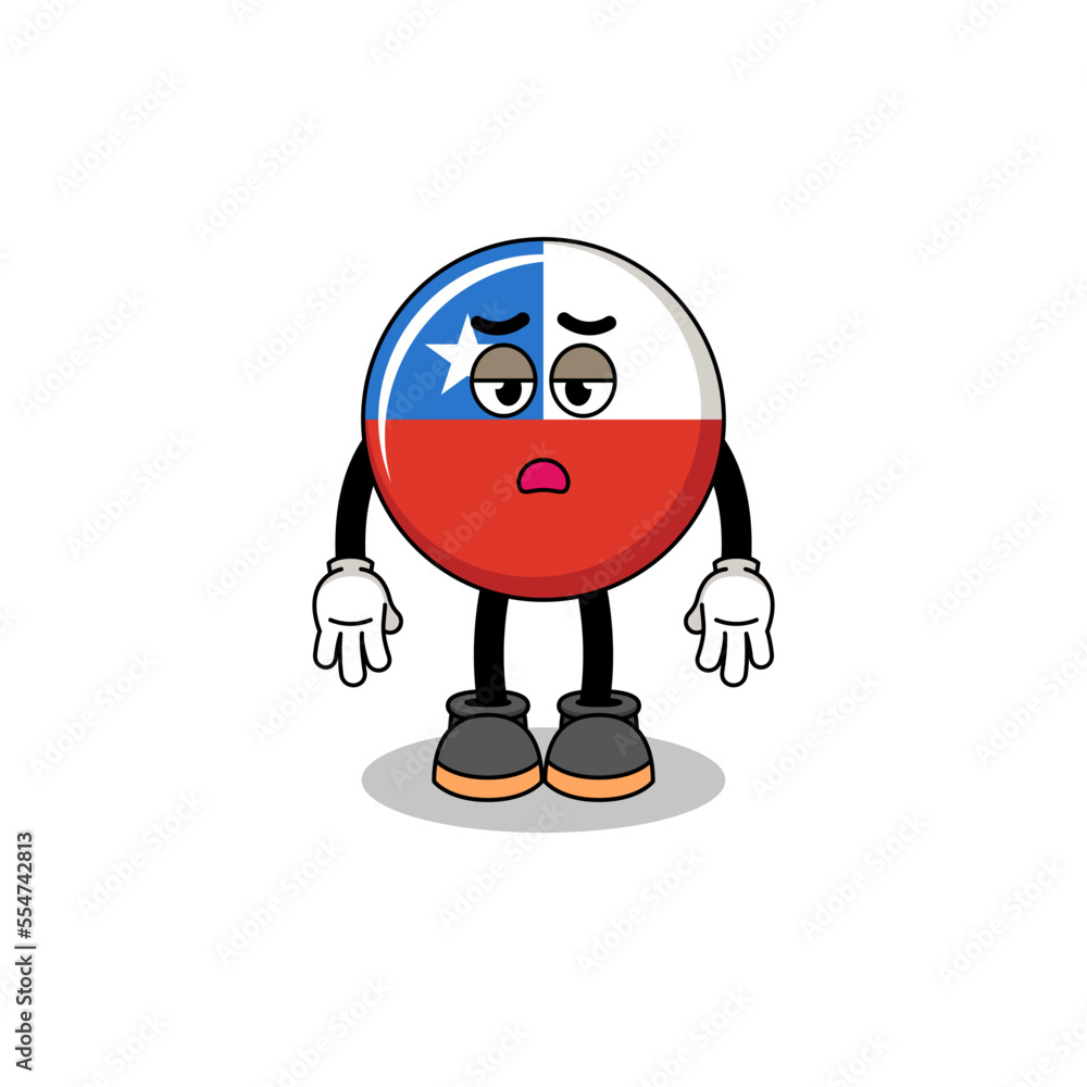 chile flag cartoon couple with shy pose