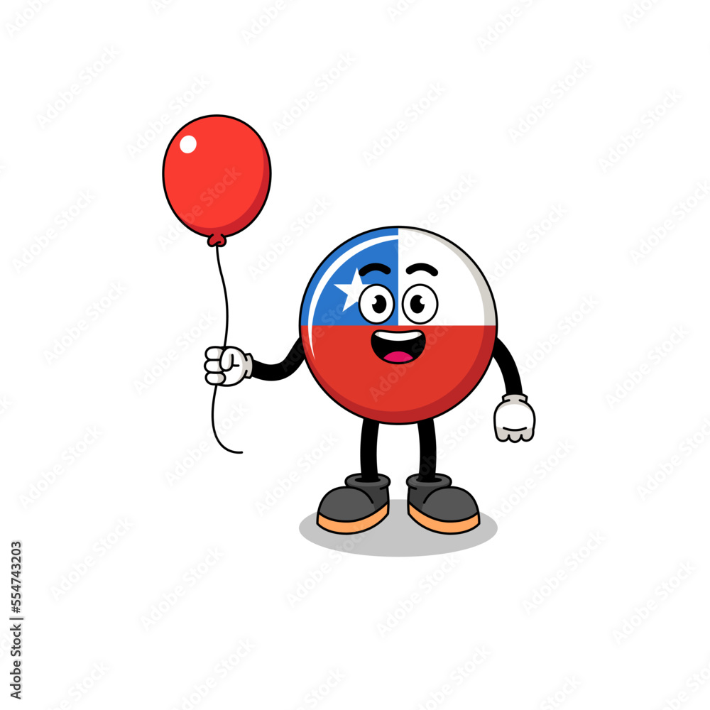 Cartoon of chile flag holding a shopping trolley Cartoon of chile flag holding a shopping trolley