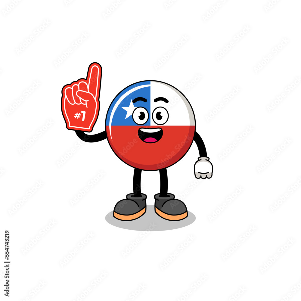 Cartoon of chile flag catching a butterfly Cartoon of chile flag catching a butterfly