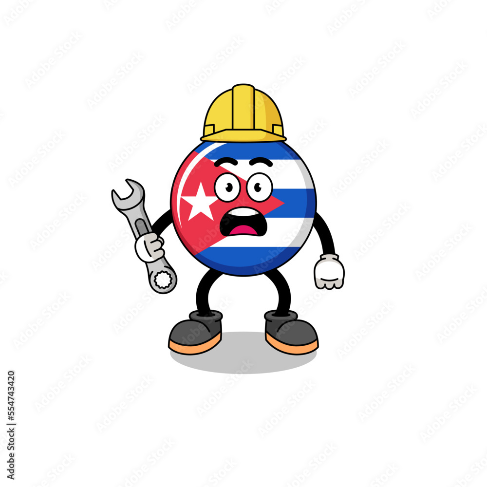 Character Illustration of cuba flag with 404 error
