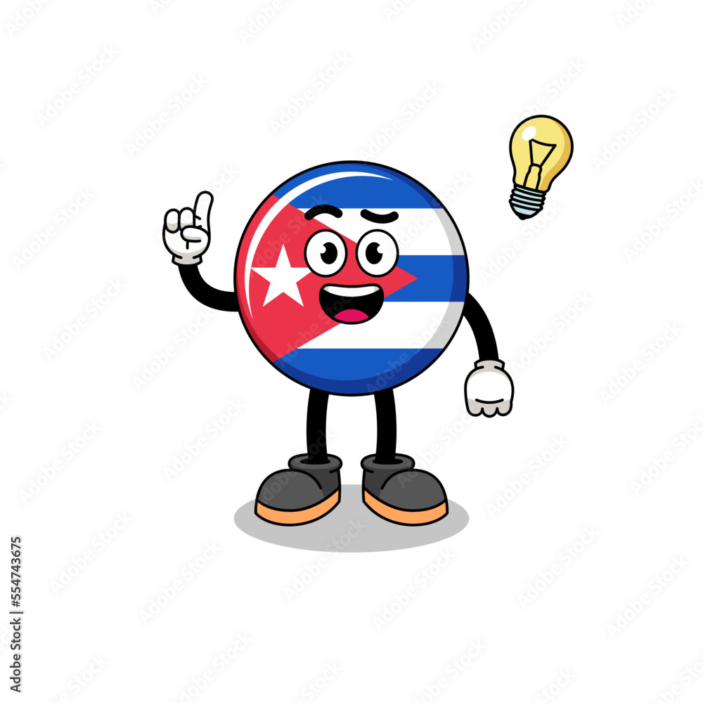 cuba flag cartoon with get an idea pose
