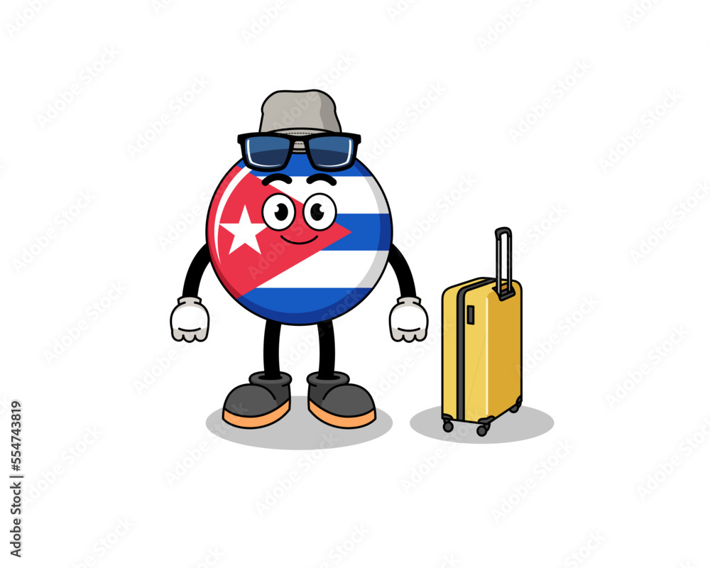 cuba flag mascot doing vacation