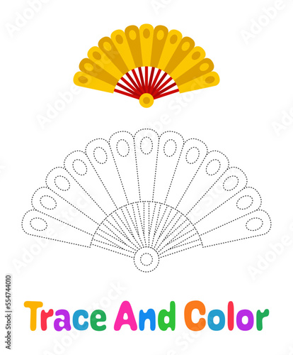 Folding Fan tracing worksheet for kids