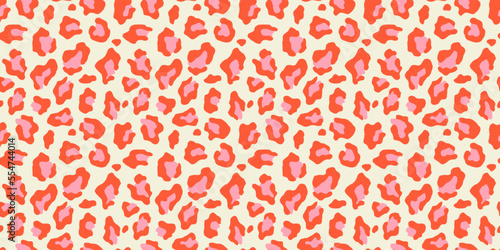 Animal print seamless pattern illustration. Pink leopard skin texture background. Classic wild africa safari backdrop, elegant fashion fabric design.