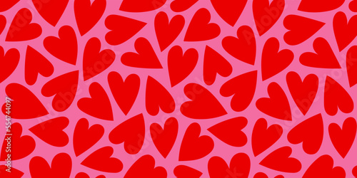 Fotobehang Red love heart seamless pattern illustration