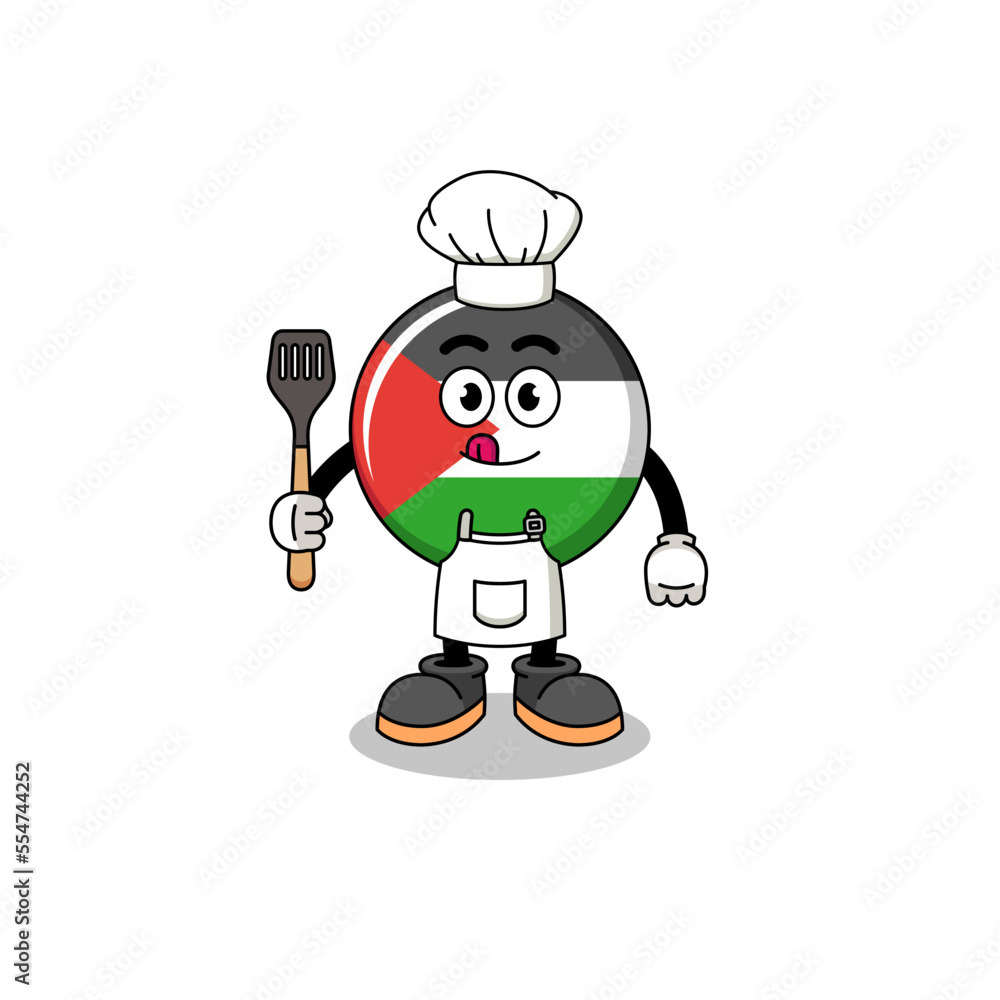 Mascot Illustration of palestine flag chef Mascot Illustration of palestine flag chef