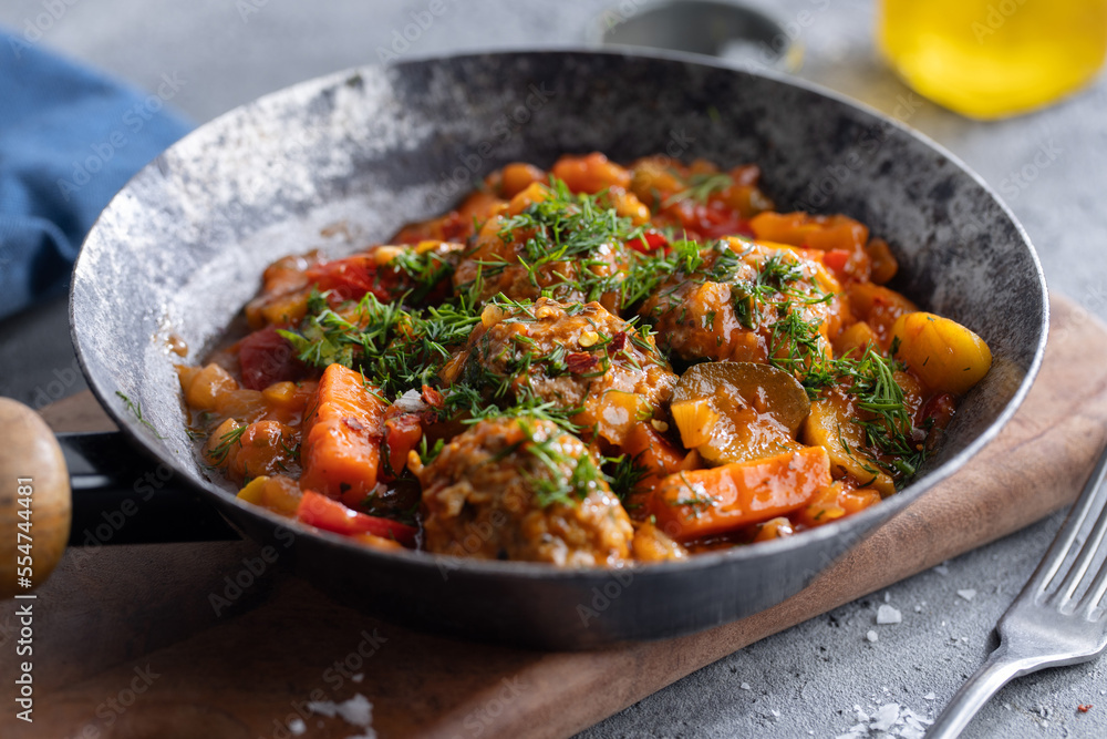 Meatballs with vegetables and tomato sauce Meatballs with vegetables and tomato sauce