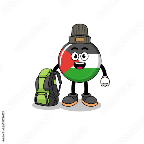 Illustration of palestine flag mascot as a hiker © Ummu