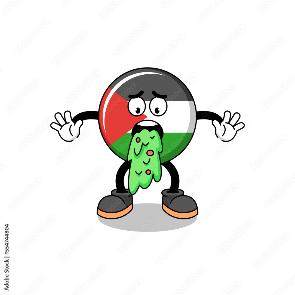 palestine flag mascot cartoon vomiting