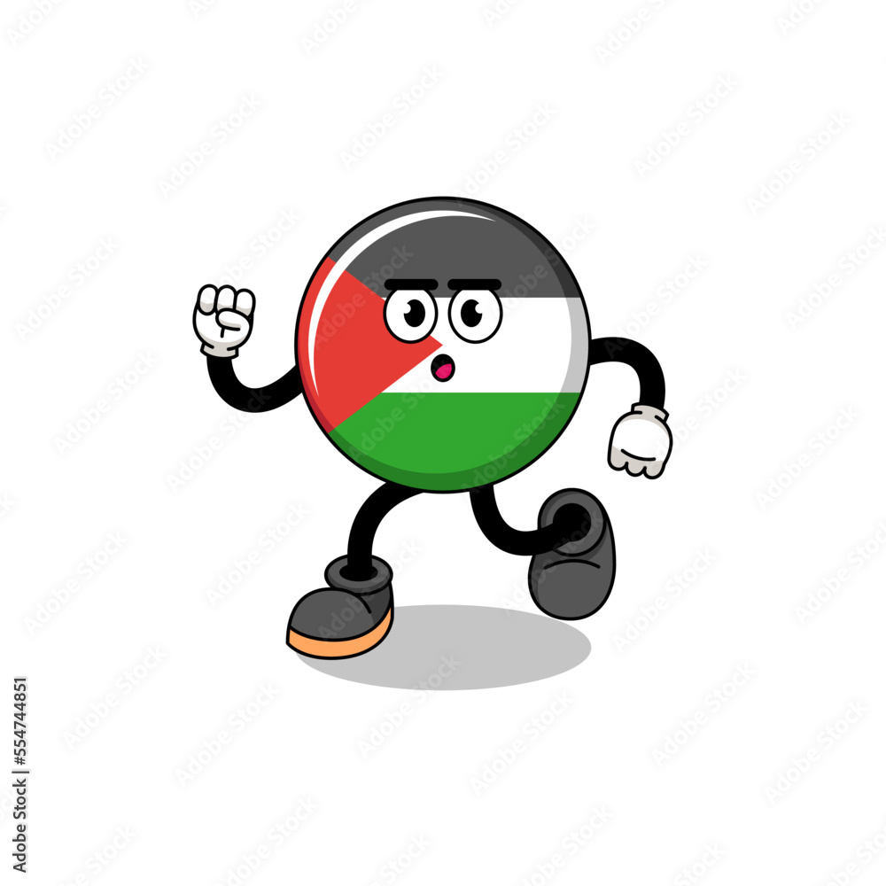 running palestine flag mascot illustration running palestine flag mascot illustration