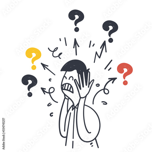 hand drawn doodle Confused person for choice illustration vector isolate