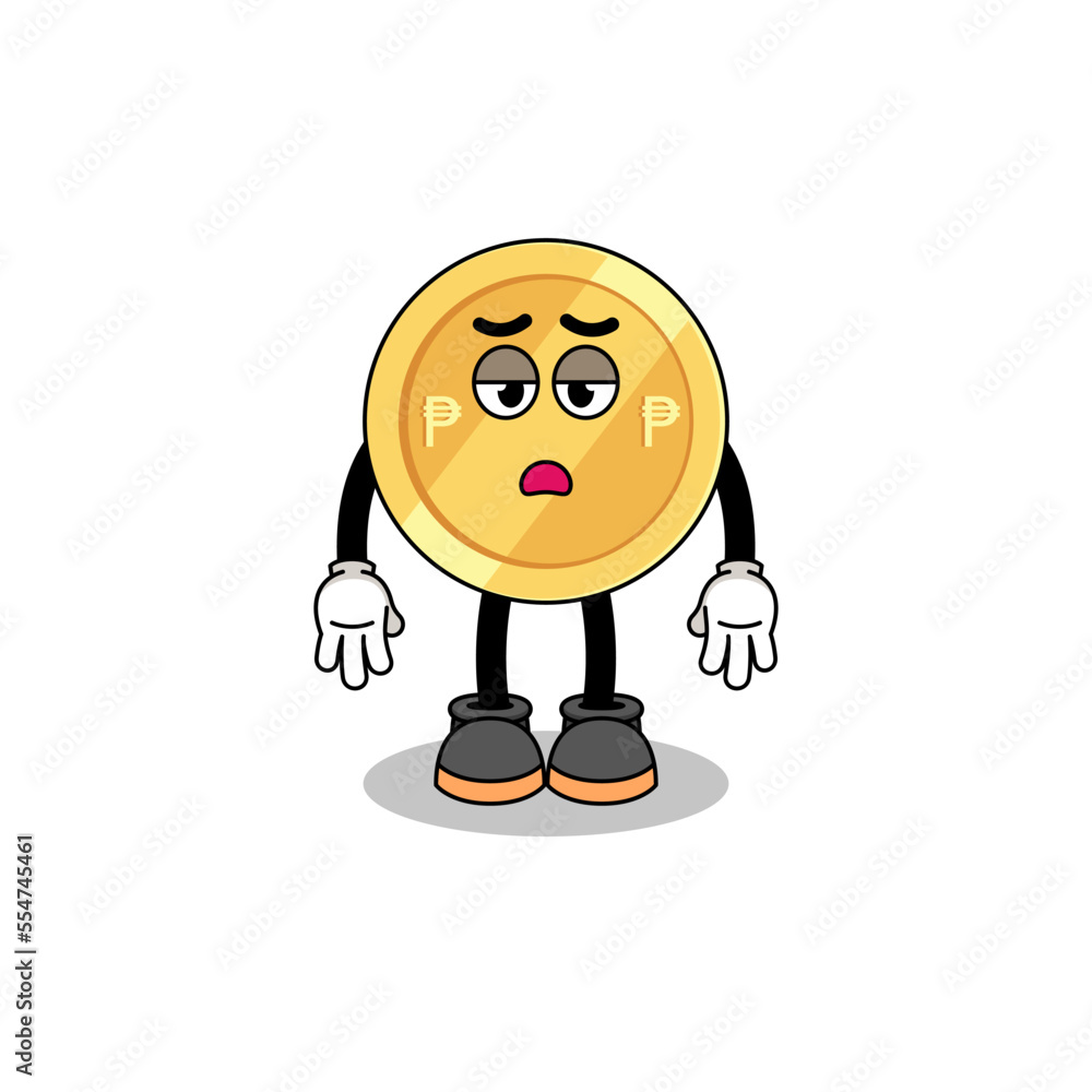 philippine peso cartoon with fatigue gesture philippine peso cartoon with fatigue gesture